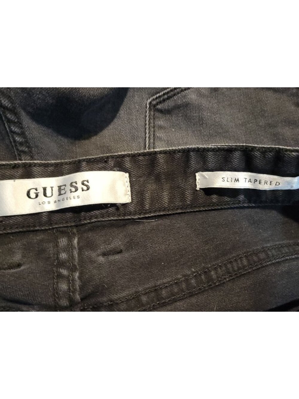 Guess Los Angeles Slim Tapered Destroyed Jeans Black 33x32 - Picture 8 of 10